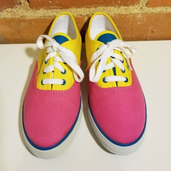 EASY SPIRIT VINTAGE SNEAKERS VTG 90S BRIGHT YELLOW PINK GYM SHOES PREPPY HIPSTER - Picture 3 of 5